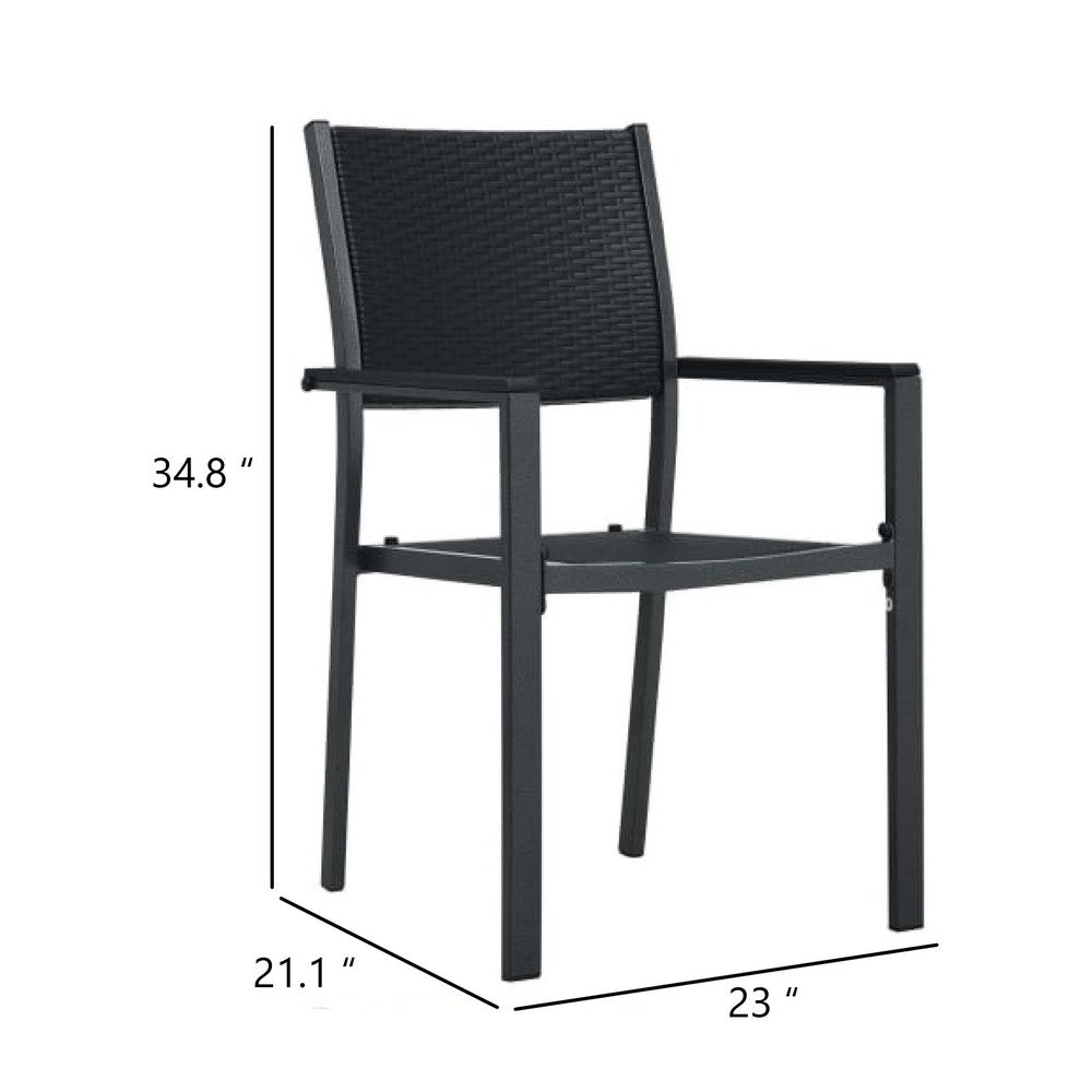 Backyard Armchair Set of 4 | Black | Stackable | Basketweave Pattern