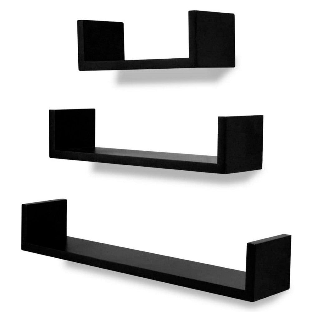 Floating Wall Shelf Set of 3 | Matte Black Finish | 12,18,24 Inch