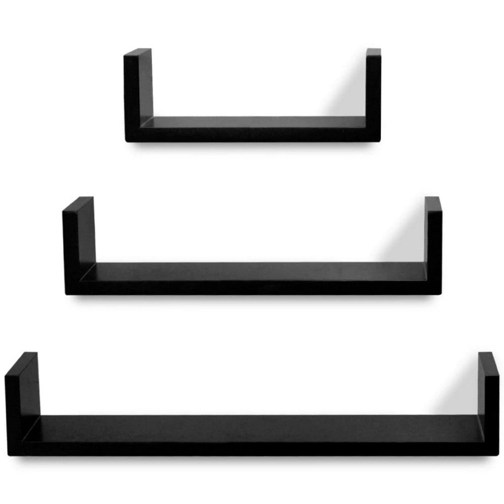 Floating Wall Shelf Set of 3 | Matte Black Finish | 12,18,24 Inch