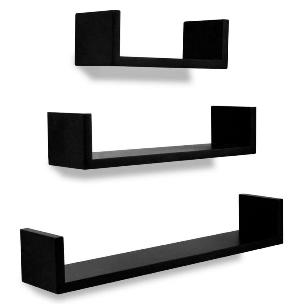 Floating Wall Shelf Set of 3 | Matte Black Finish | 12,18,24 Inch