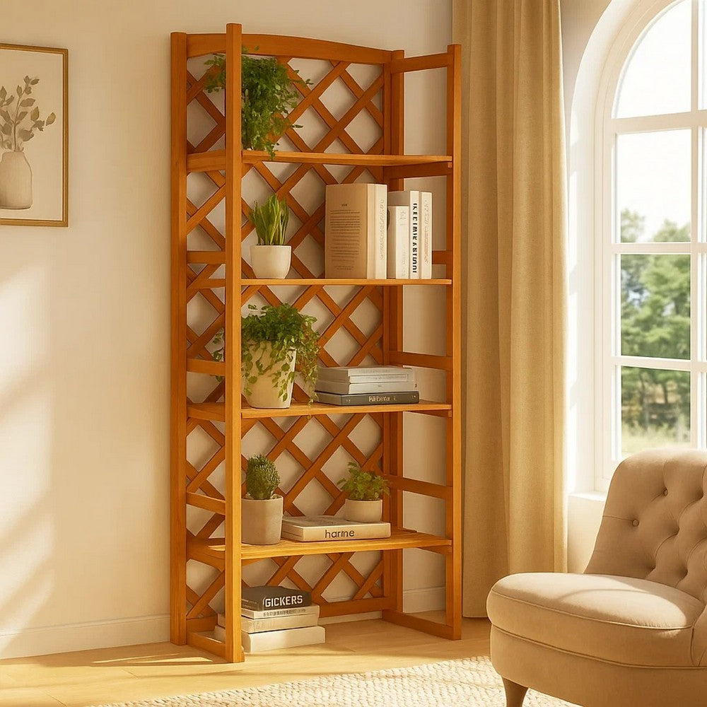 Tall Outdoor Trellis Planter | Orange Solid Wood | 55"