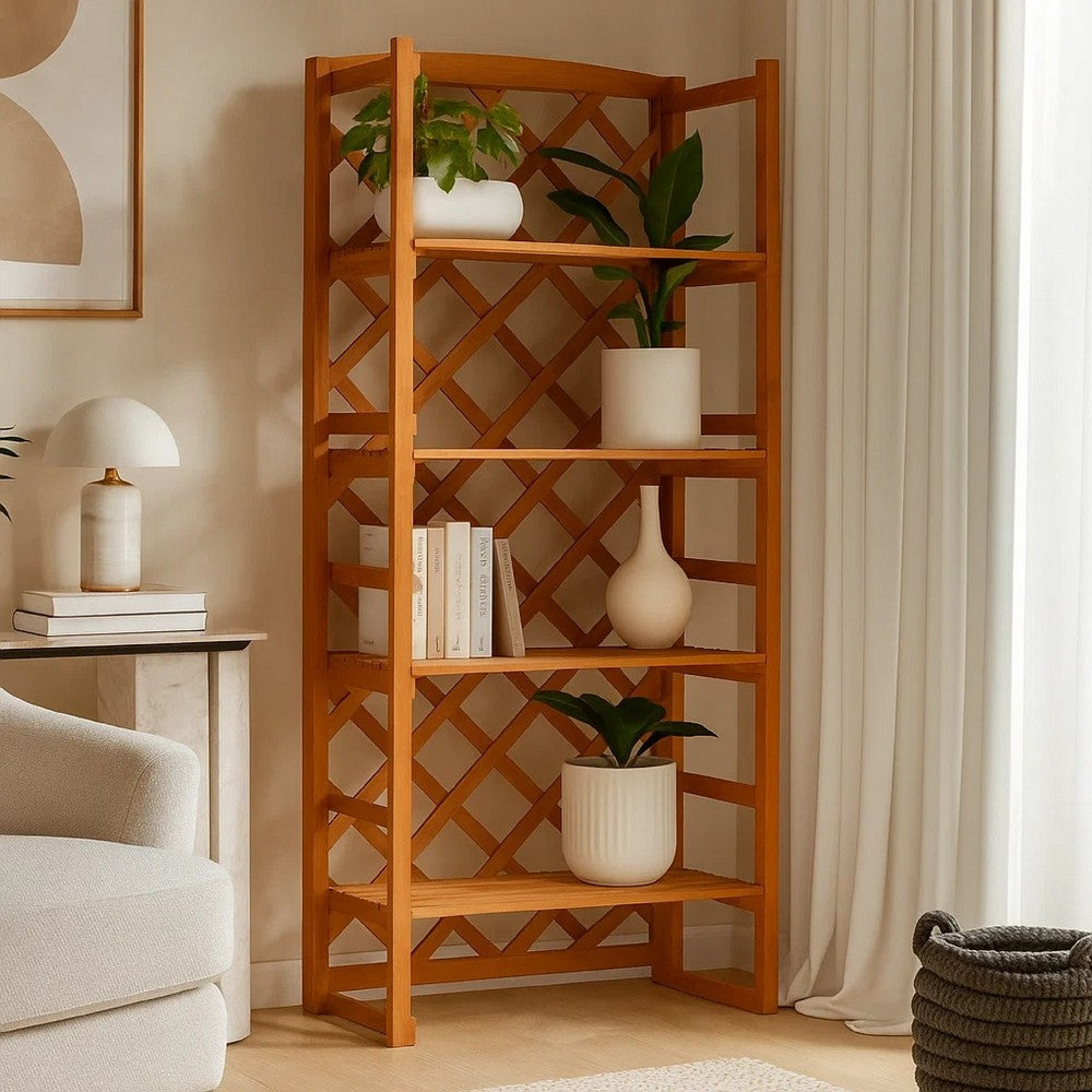 Tall Outdoor Trellis Planter | Orange Solid Wood | 55"