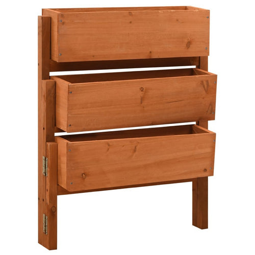 Outdoor 3 Tier Planter | Orange Solid Wood | Foldable Design | 30"