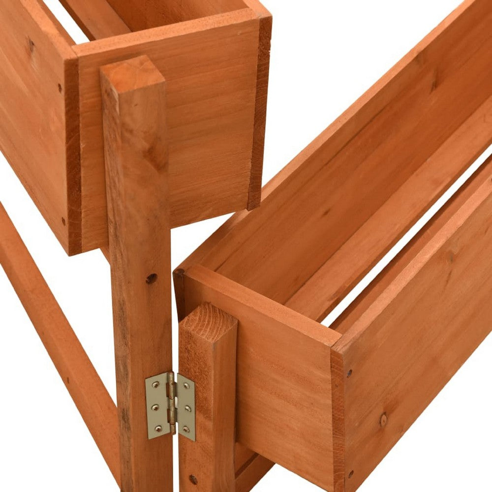 Outdoor 3 Tier Planter | Orange Solid Wood | Foldable Design | 30"