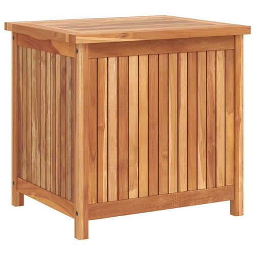 Water Resistant Outdoor Storage Box | Brown Solid Teak Wood | 24"