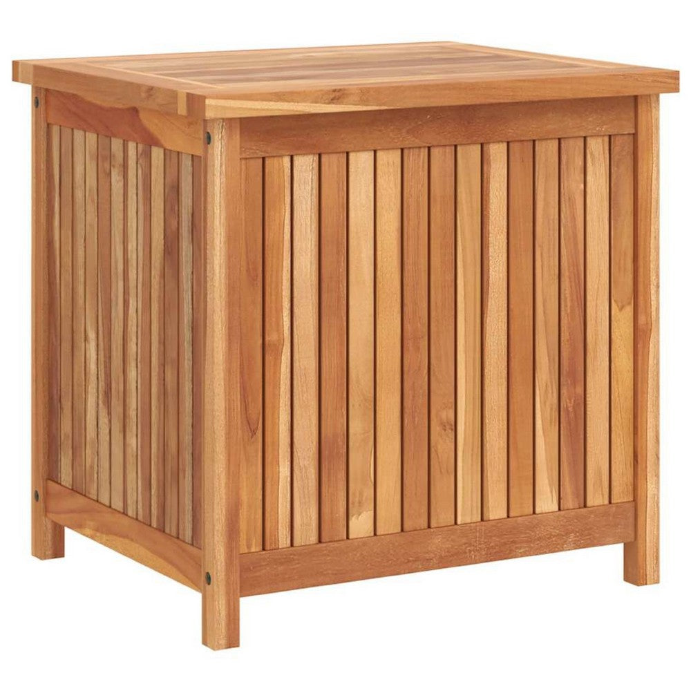 Water Resistant Outdoor Storage Box | Brown Solid Teak Wood | 24"