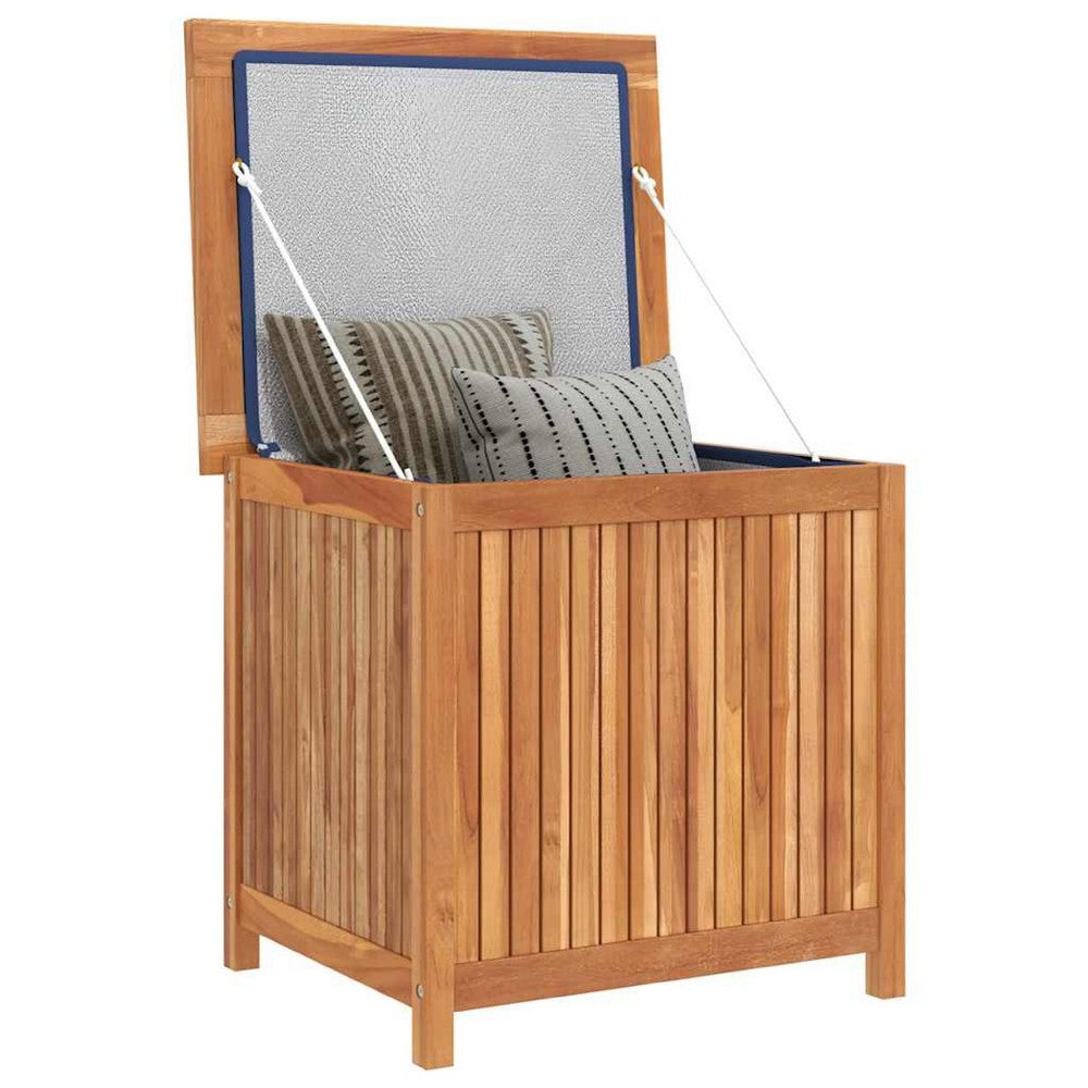 Water Resistant Outdoor Storage Box | Brown Solid Teak Wood | 24"