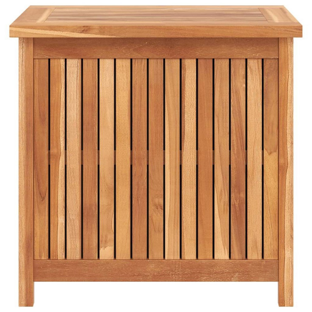 Water Resistant Outdoor Storage Box | Brown Solid Teak Wood | 24"