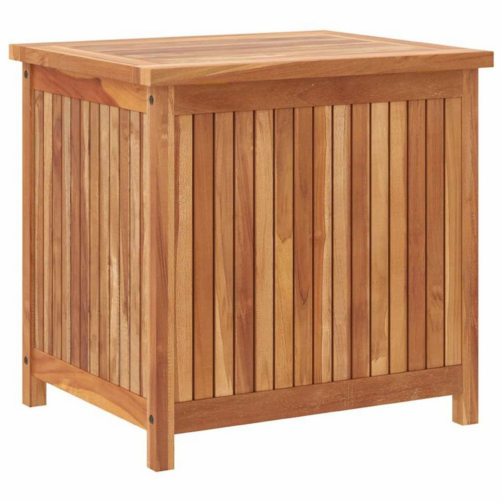 Water Resistant Outdoor Storage Box | Brown Solid Teak Wood | 24"