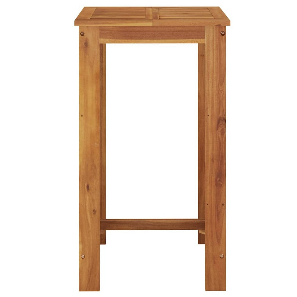 41" Garden Bar Height Table | Natural Brown Solid Acacia Wood | Square