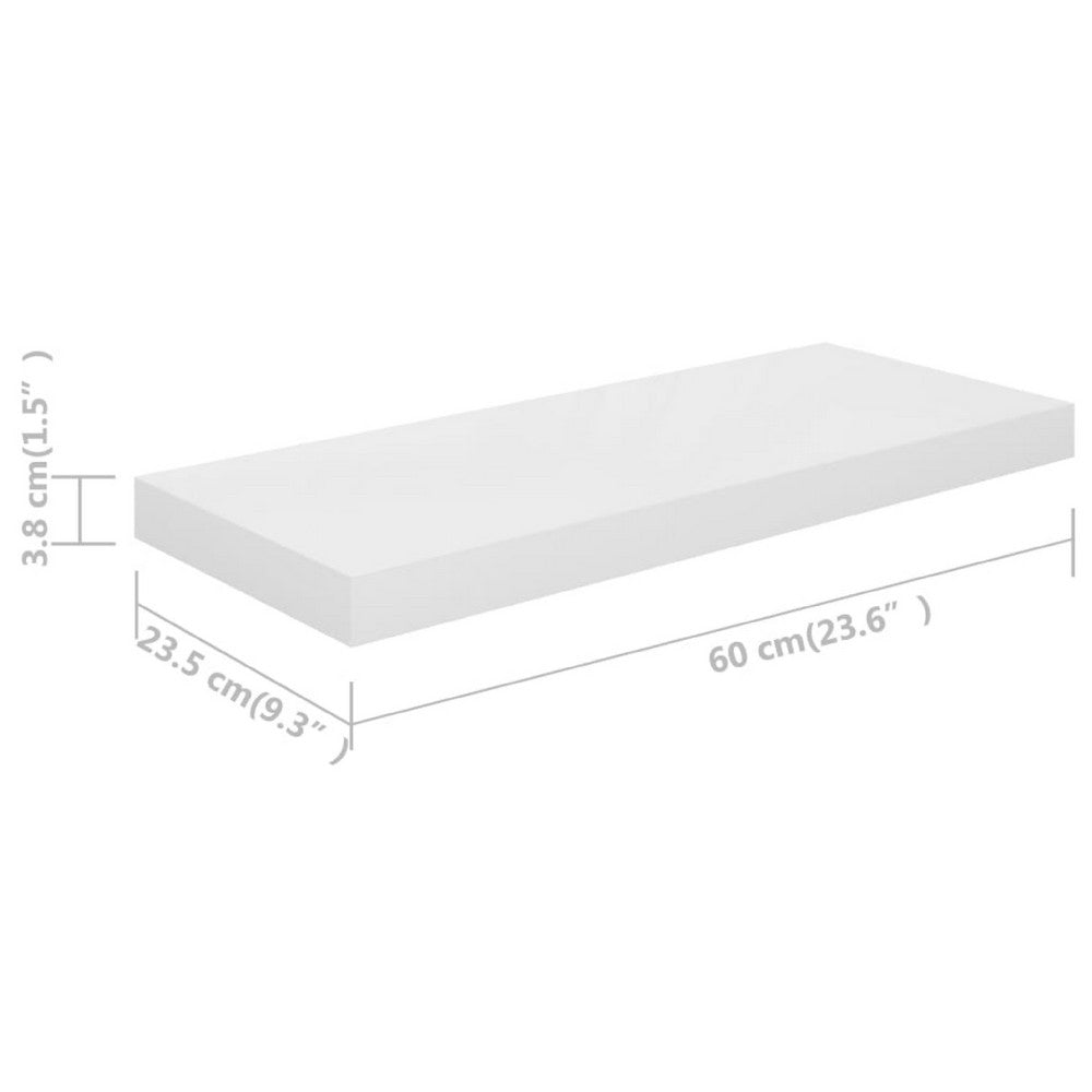 Floating Wall Shelf | High Gloss White Finish | Wall Mountable 24"