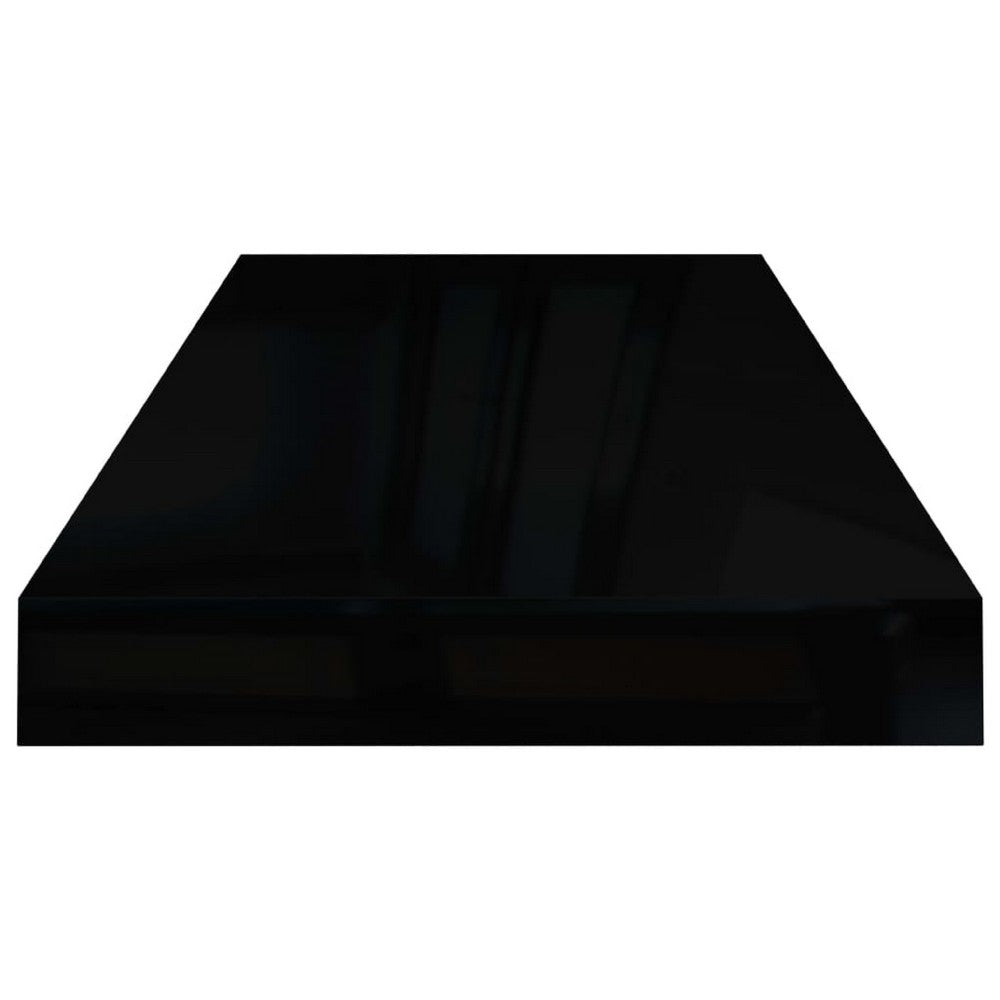 Maeve Floating Wall Shelf Set of 2 | High Gloss Black | 24"