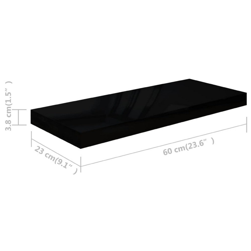 Maeve Floating Wall Shelf Set of 2 | High Gloss Black | 24"