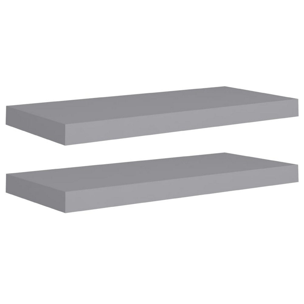 Maeve Floating Wall Shelf Set of 2 | Gray | Honeycomb MDF | 24"
