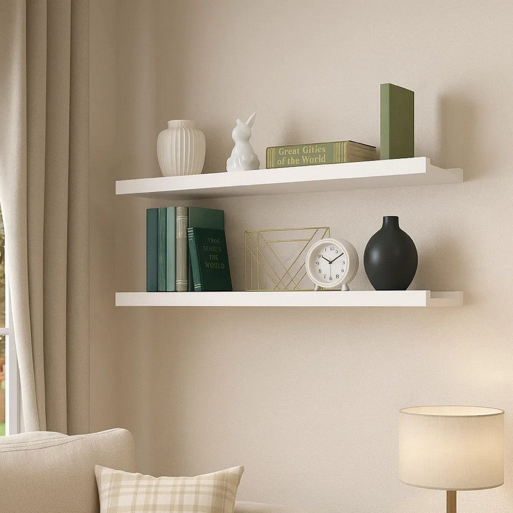 Maeve Frame Ledge Wall Shelf Set of 2 | White Smooth Lacquer | 24"