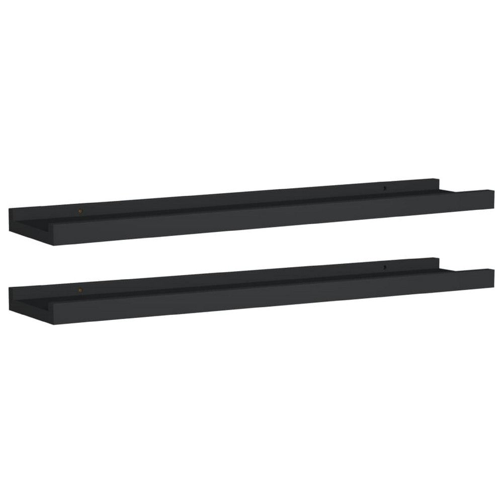 Maeve Frame Ledge Wall Shelf Set of 2 | Black Smooth Lacquer | 24"