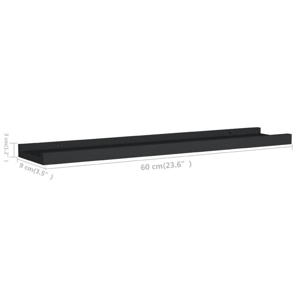 Maeve Frame Ledge Wall Shelf Set of 2 | Black Smooth Lacquer | 24"