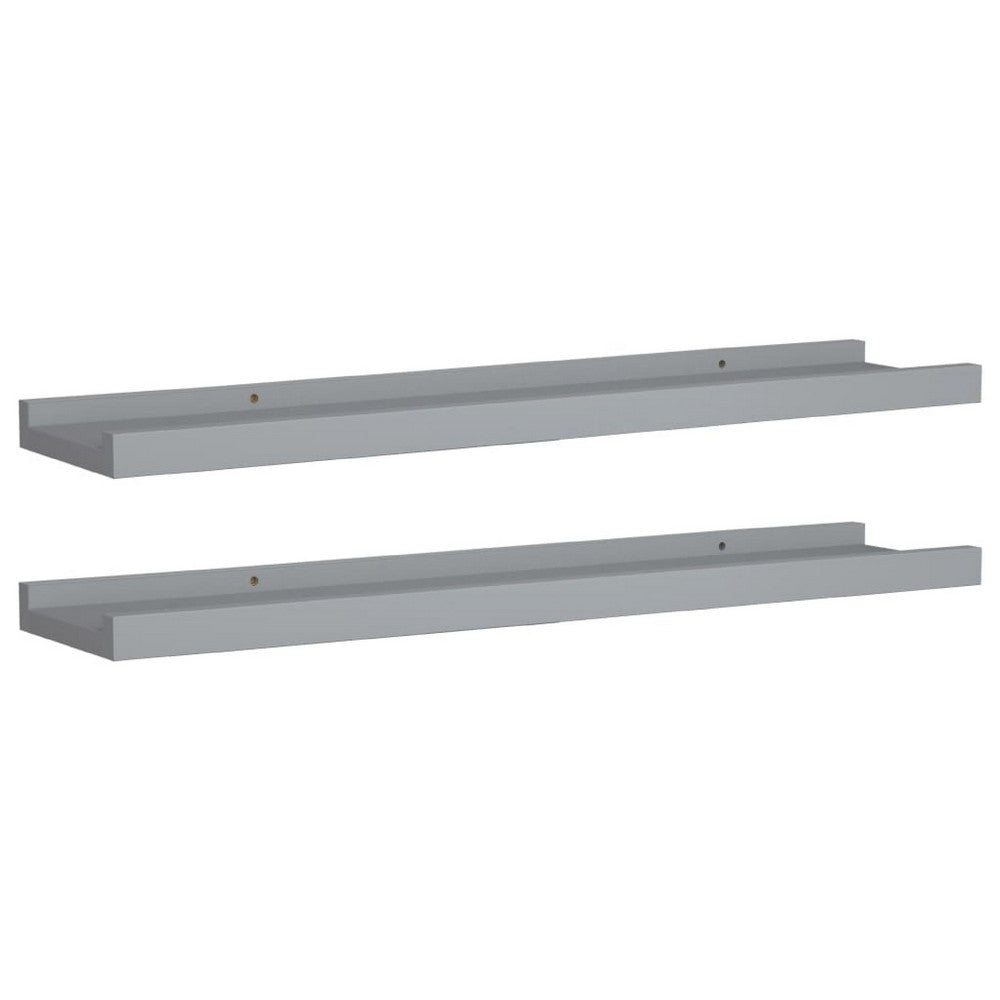 Maeve Frame Ledge Wall Shelf Set of 2 | Gray Smooth Lacquer | 24"