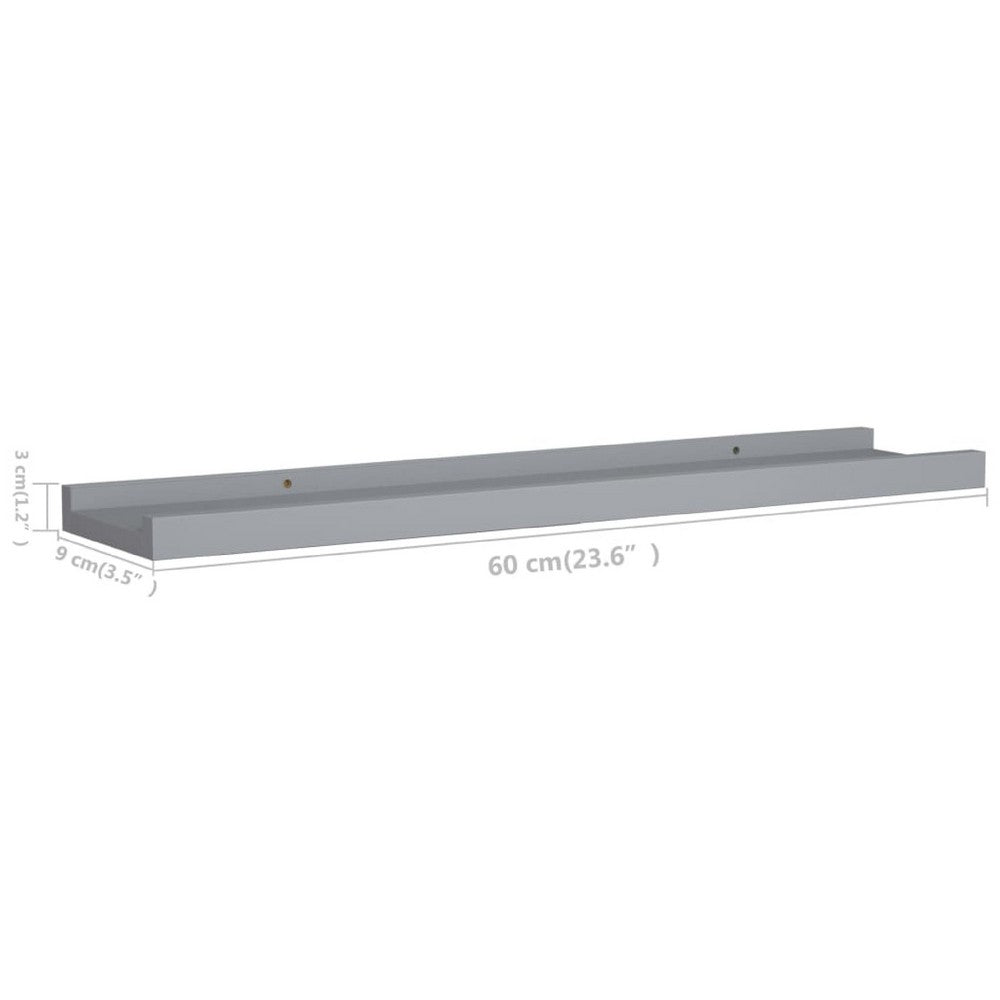 Maeve Frame Ledge Wall Shelf Set of 2 | Gray Smooth Lacquer | 24"