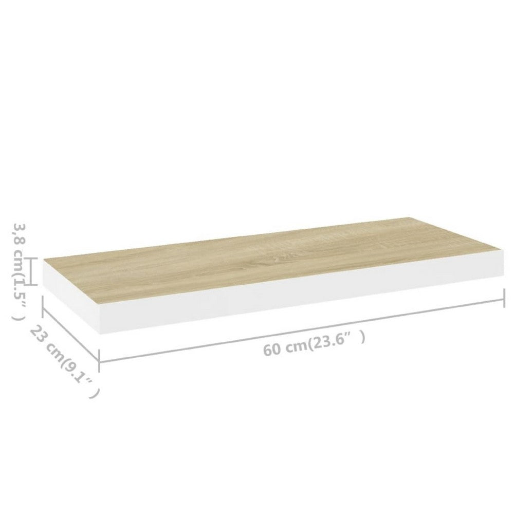 Hanging Wall Shelf Set of 2 | White and Brown Finish | 24"
