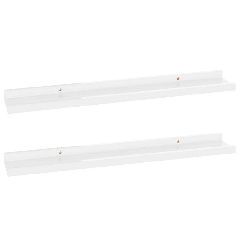 Steve Hanging Ledge Wall Shelf Set of 2 | High Gloss White | 24"