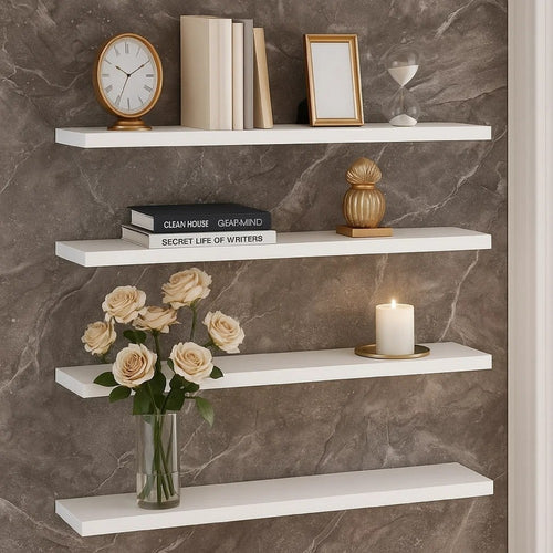 Steve Hanging Ledge Wall Shelf Set of 4 | White Finish | 24"