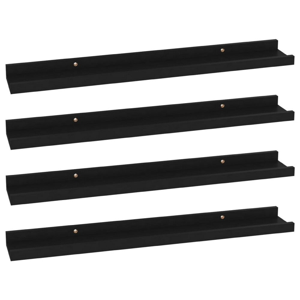 Steve Hanging Ledge Wall Shelf Set of 4 | Black Finish | 24"