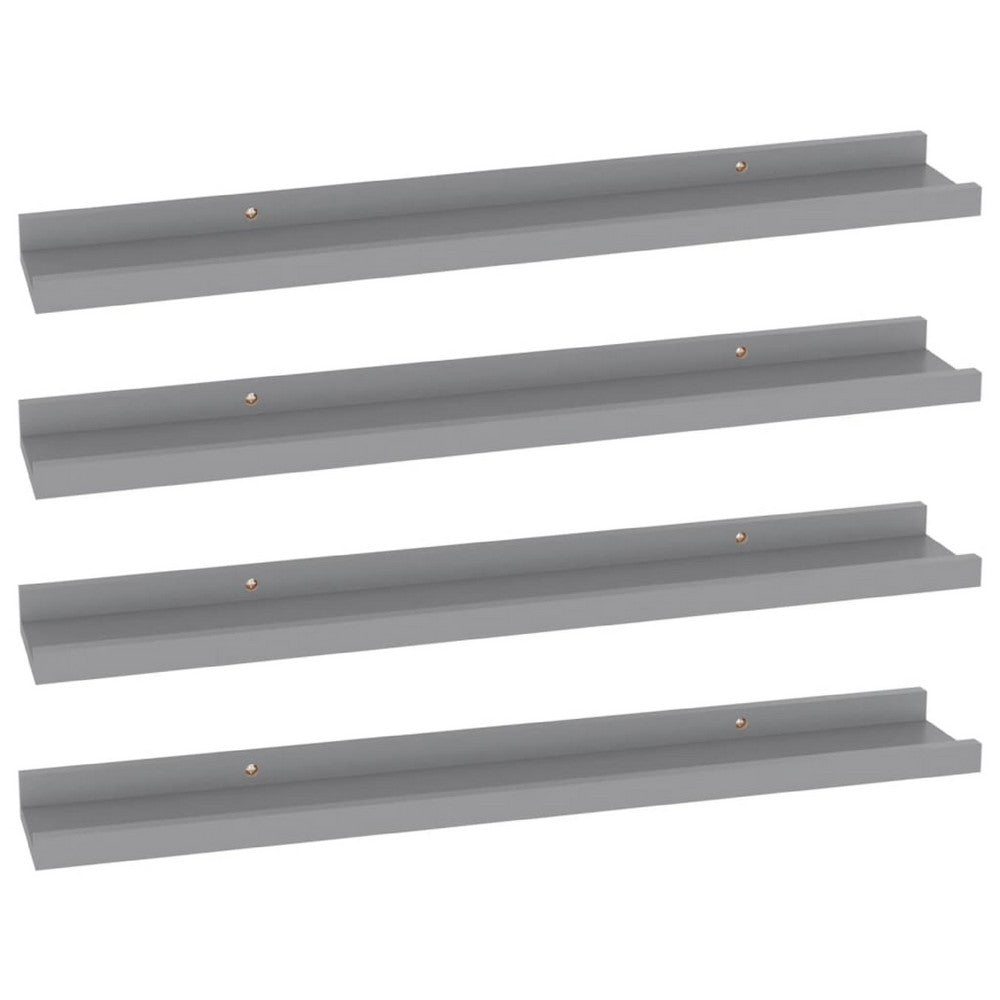 Steve Hanging Ledge Wall Shelf Set of 4 | Gray Frame | 24"