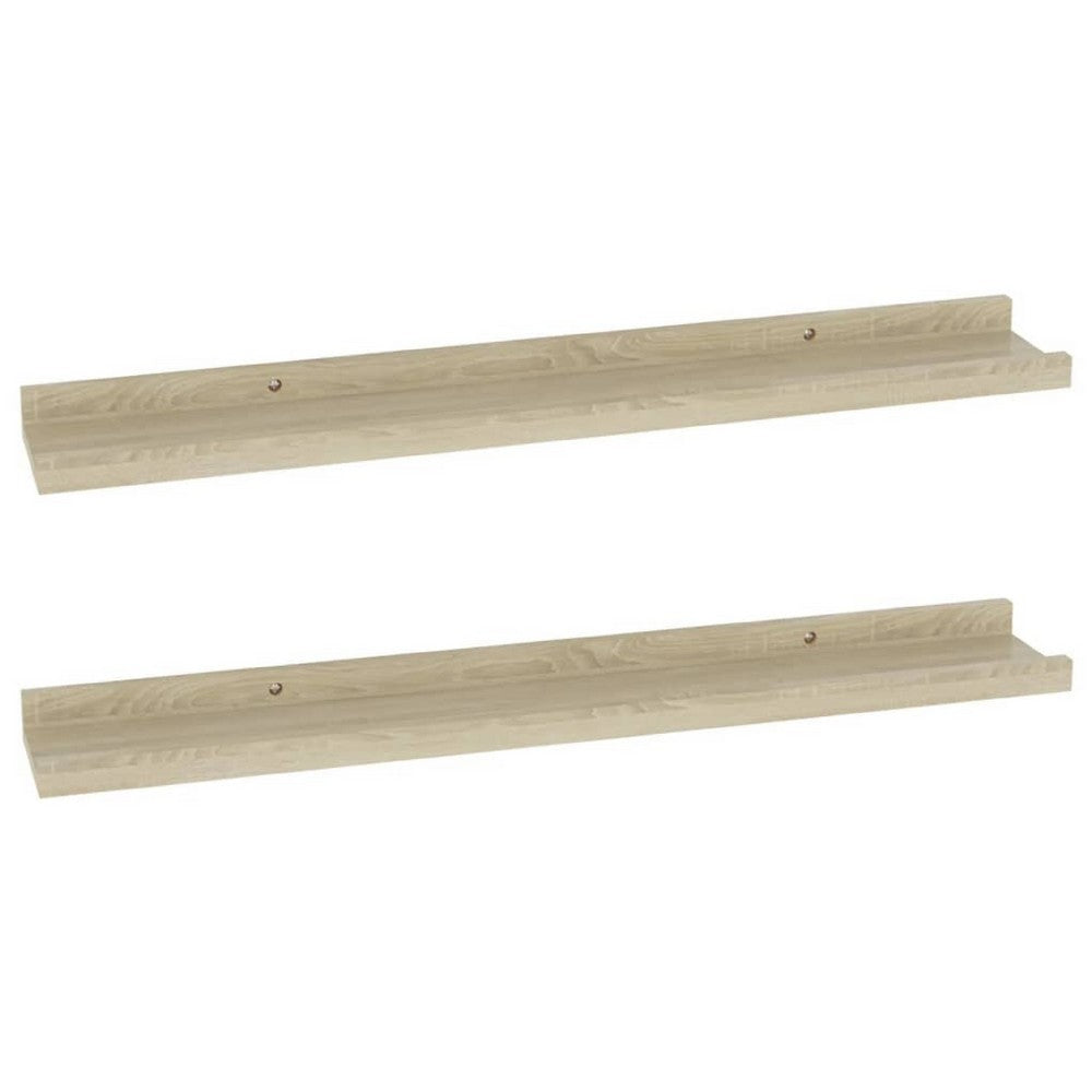 Steve Hanging Ledge Wall Shelf Set of 2 | Matte Oak Beige | 24"
