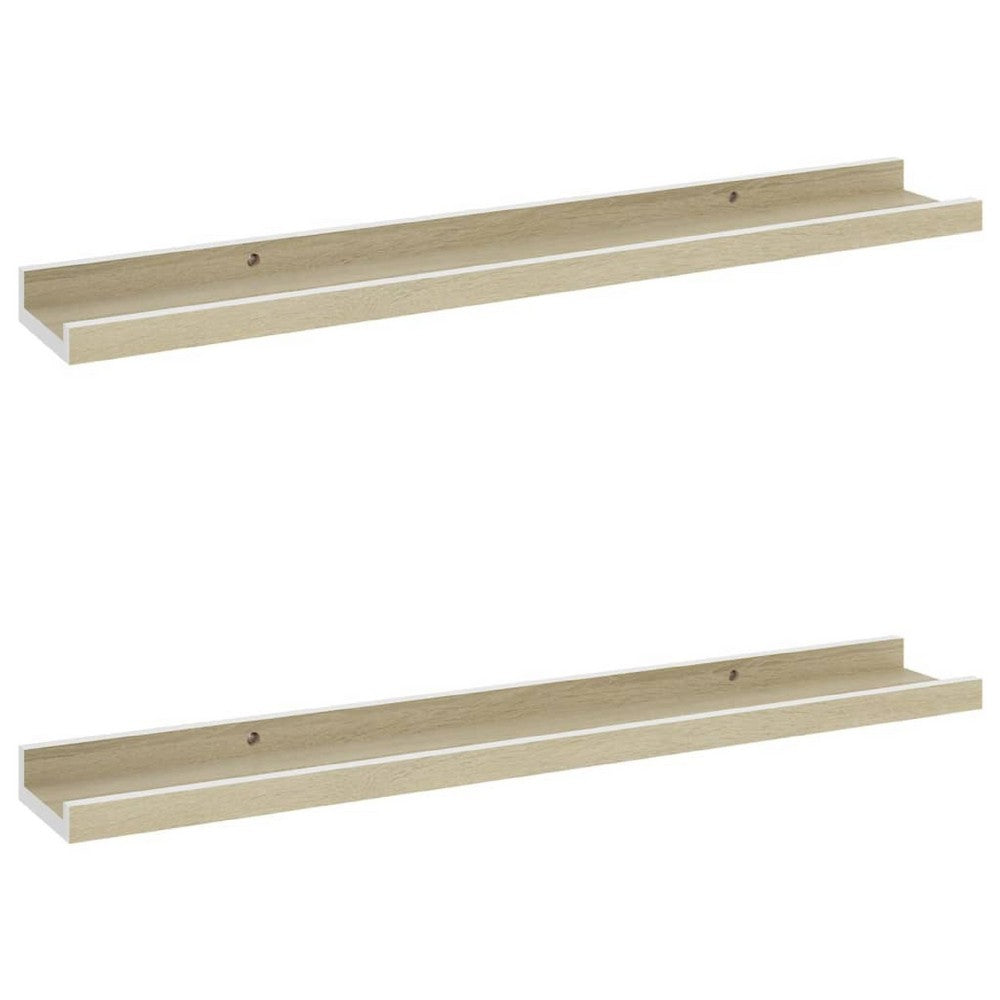 Steve Hanging Ledge Wall Shelf Set of 2 | White & Beige | 24"