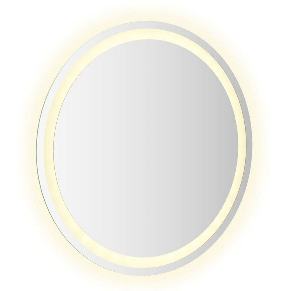 LED Bathroom Mirror w USB Cable | Round Glass Frame | 24"