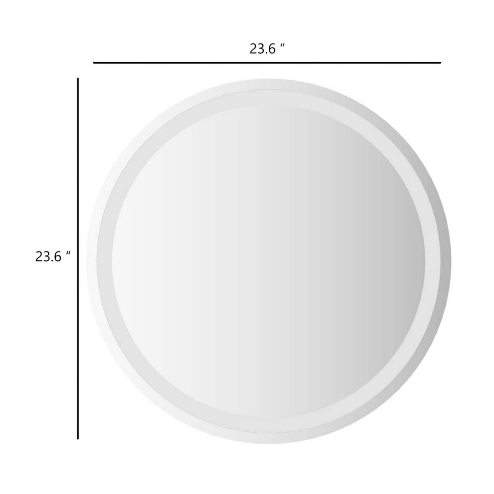 LED Bathroom Mirror w USB Cable | Round Glass Frame | 24"