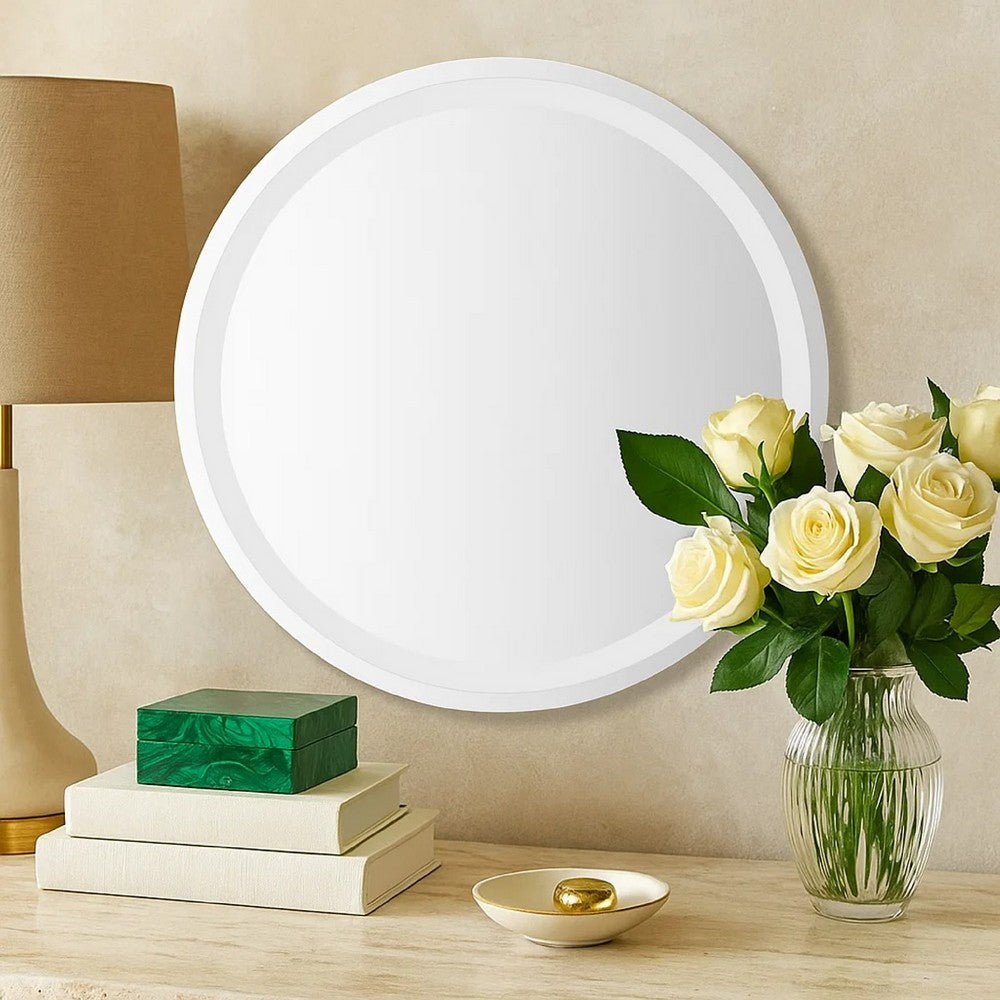 LED Bathroom Mirror w USB Cable | Round Glass Frame | 24"
