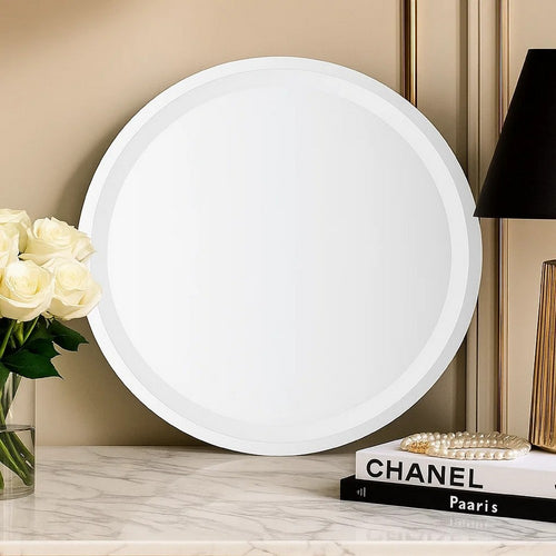 LED Bathroom Mirror w USB Cable | Round Glass Frame | 24"