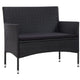 4pc Garden Sofa & Chair Set w Table | Black Poly Rattan