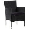 4pc Garden Sofa & Chair Set w Table | Black Poly Rattan