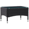 4pc Garden Sofa & Chair Set w Table | Black Poly Rattan