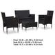 4pc Garden Sofa & Chair Set w Table | Black Poly Rattan