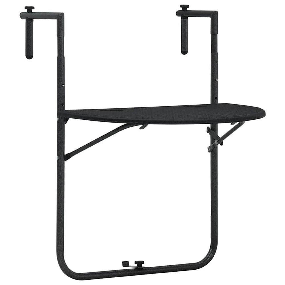 Ruby Foldable Hanging Balcony Table | Poly Rattan, Matte Black Frame
