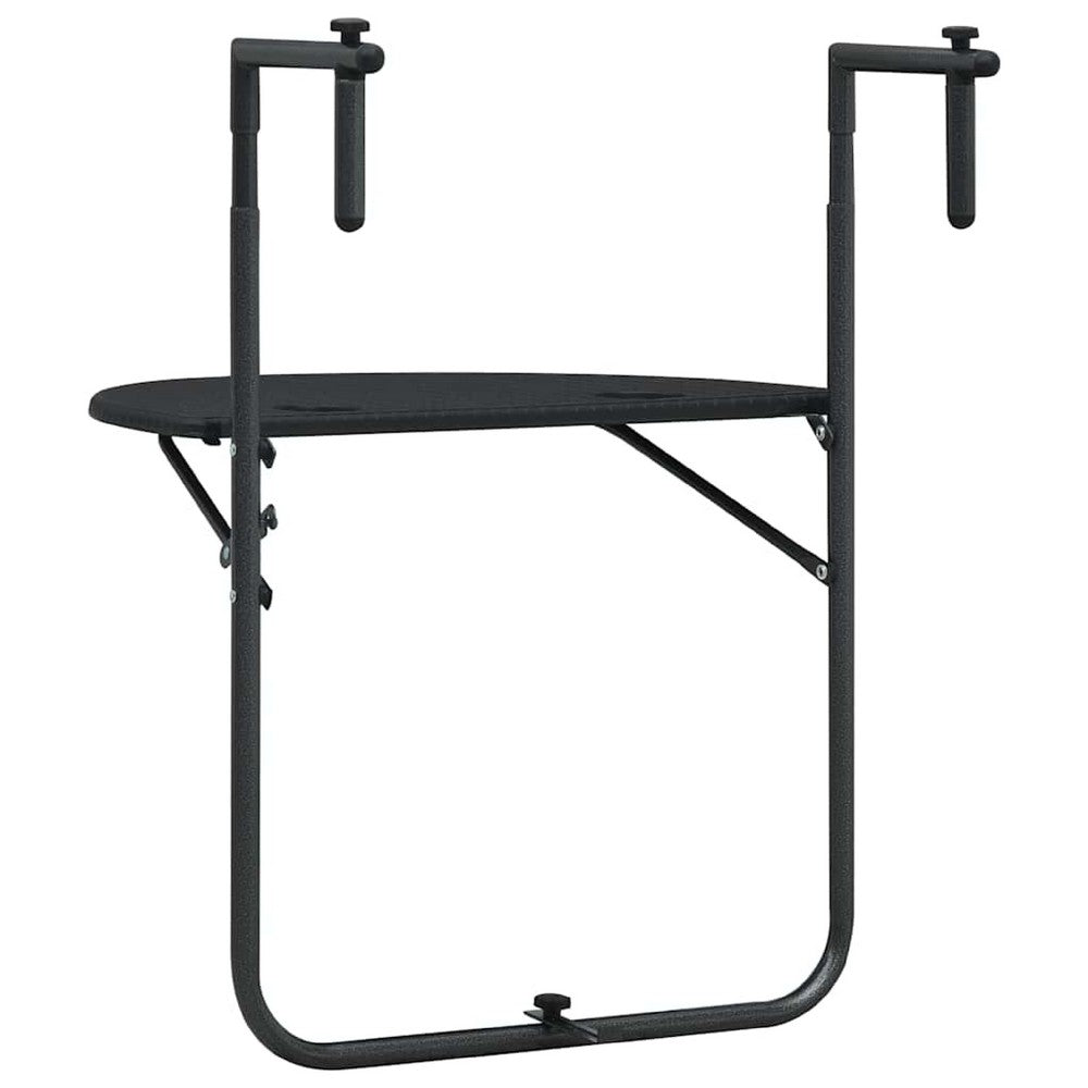 Ruby Foldable Hanging Balcony Table | Poly Rattan, Matte Black Frame