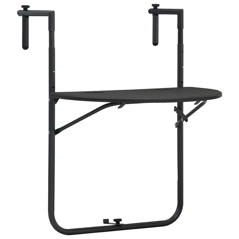 Ruby Foldable Hanging Balcony Table | Poly Rattan, Sturdy Matte Brown Frame