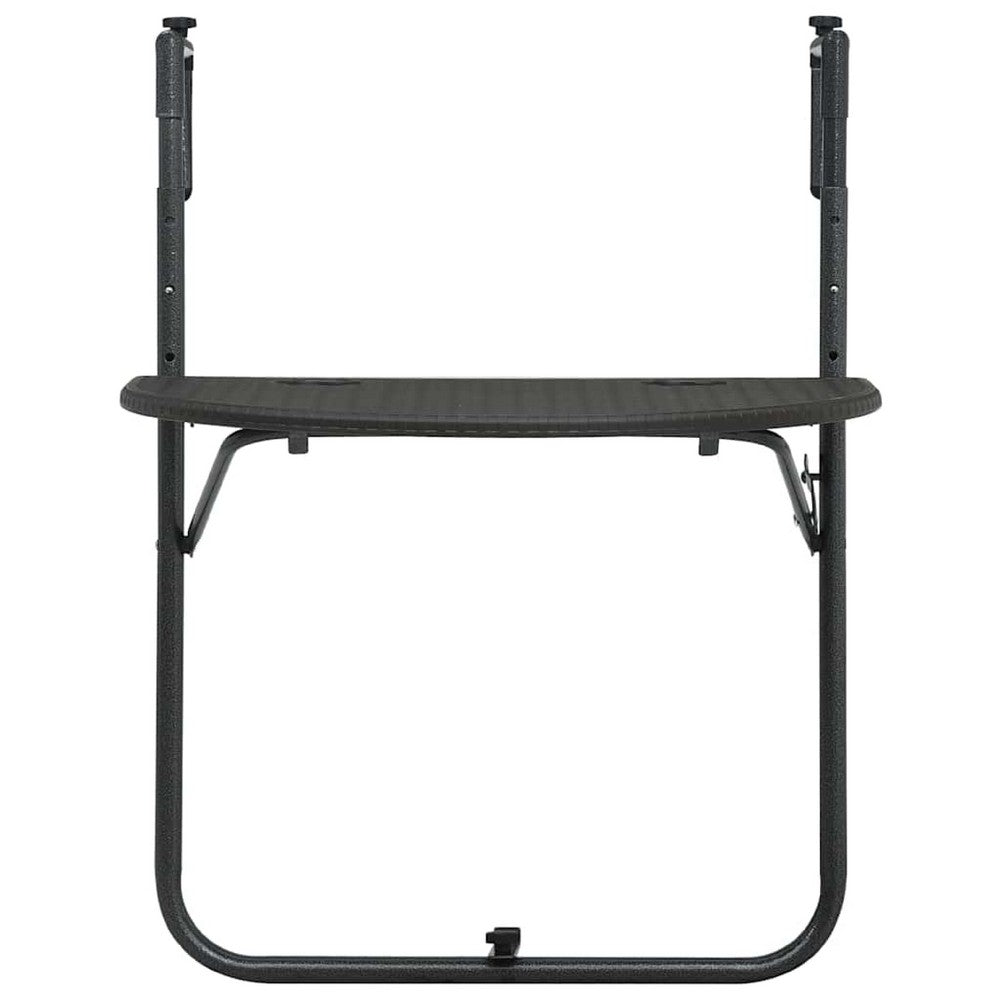 Ruby Foldable Hanging Balcony Table | Poly Rattan, Sturdy Matte Brown Frame