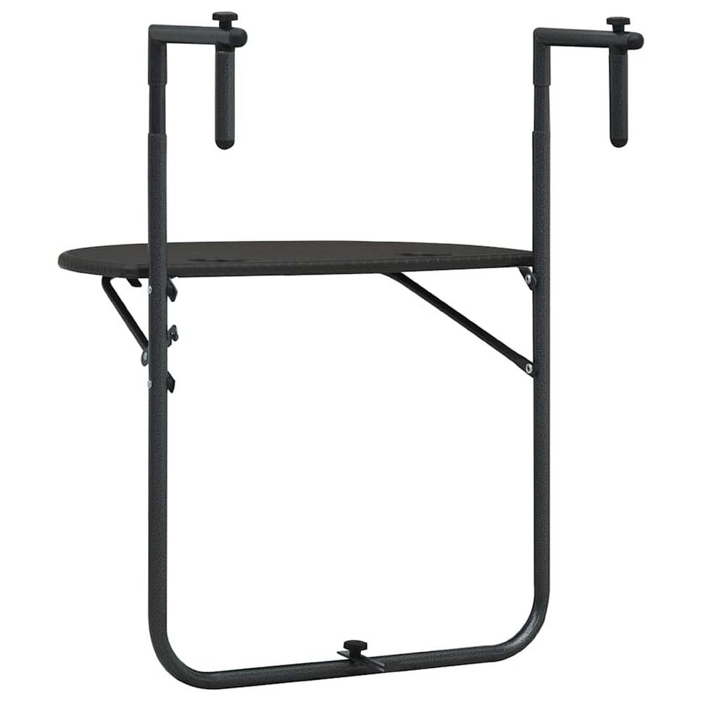 Ruby Foldable Hanging Balcony Table | Poly Rattan, Sturdy Matte Brown Frame