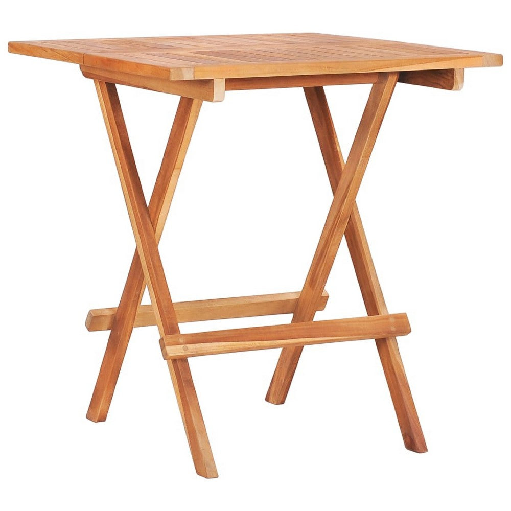 Foldable Outdoor Bistro Table | Brown Solid Teak Wood | 24"