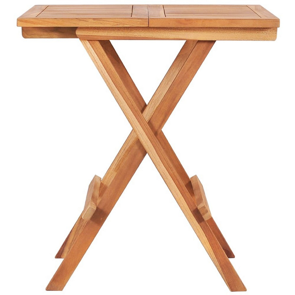 Foldable Outdoor Bistro Table | Brown Solid Teak Wood | 24"