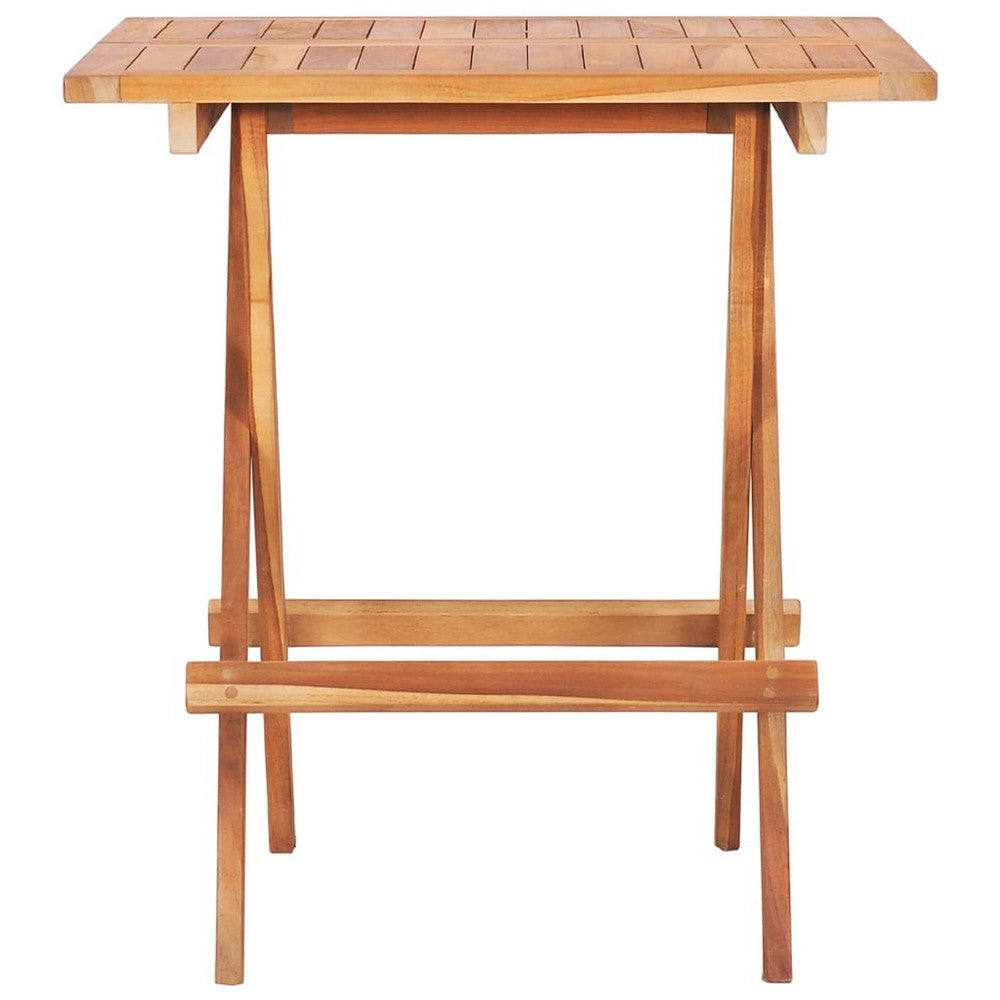 Foldable Outdoor Bistro Table | Brown Solid Teak Wood | 24"