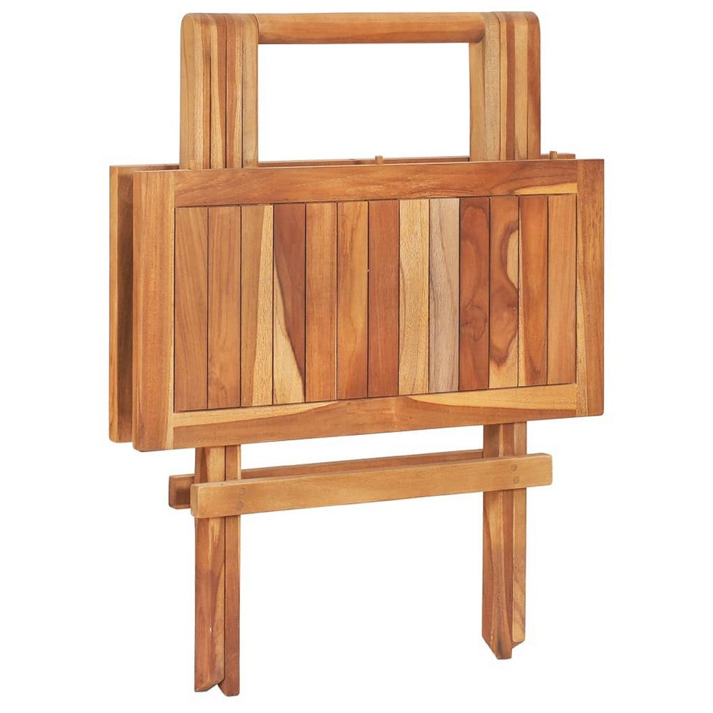 Foldable Outdoor Bistro Table | Brown Solid Teak Wood | 24"