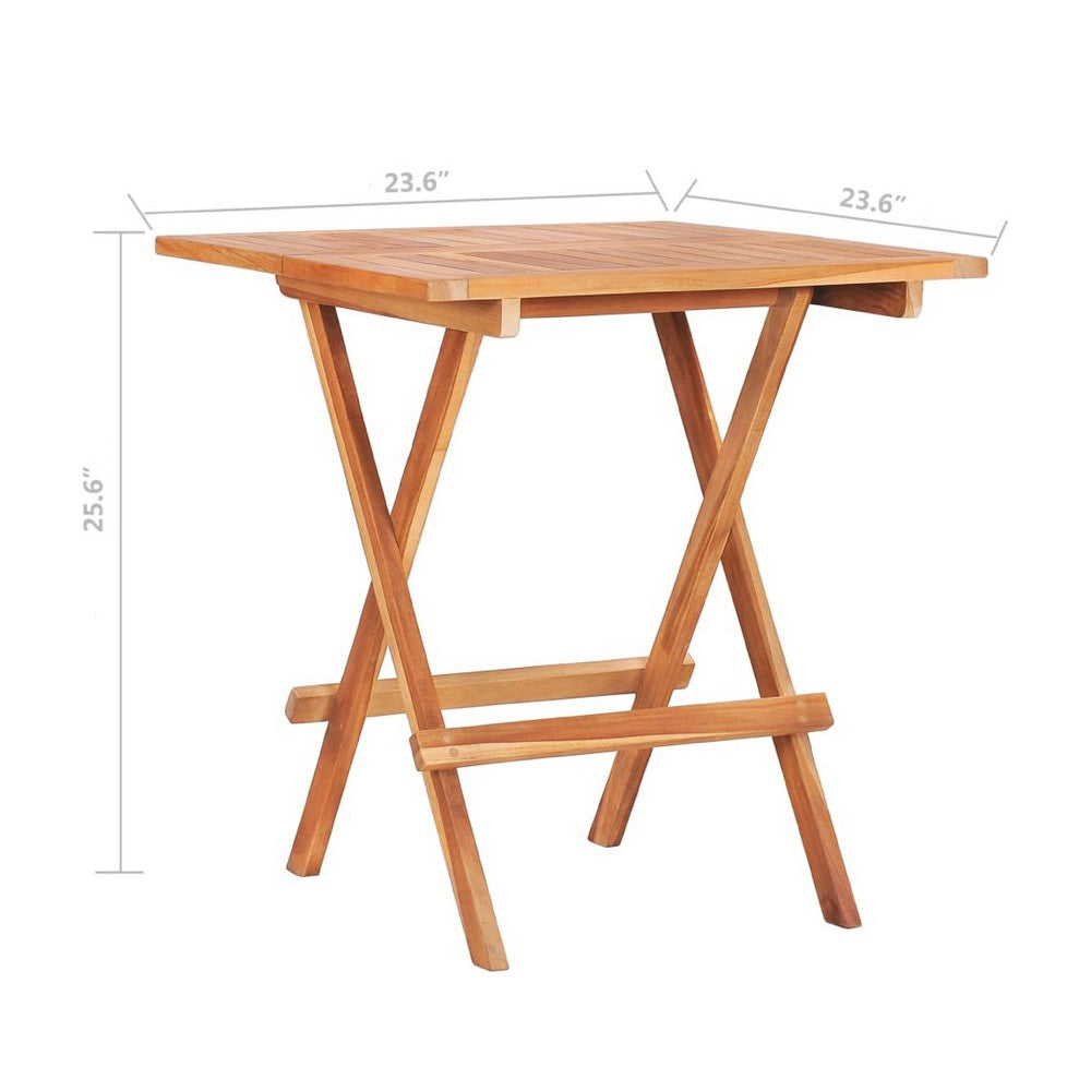 Foldable Outdoor Bistro Table | Brown Solid Teak Wood | 24"