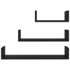 Erric Floating Wall Shelf Set of 3 | Black Faux Wood Frame | 12,18,24 Inch