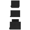 Erric Floating Wall Shelf Set of 3 | Black Faux Wood Frame | 12,18,24 Inch
